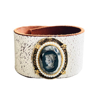 Cameo Leather Cuff Bracelet