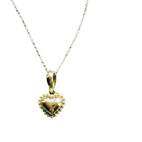 14K gold solid heart pendant necklace