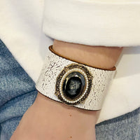 Cameo Leather Cuff Bracelet