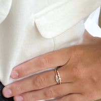 14k Gold Emerald Cut Diamonette Ring • Stacking Ring