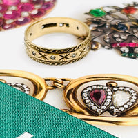 9ct Gold band with diamond chips and starburst etching