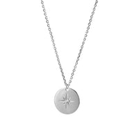 Sterling Silver CZ Starburst Coin Necklace