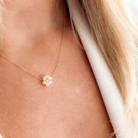 14K Gold Daisy Pearl Necklace by hipV Modern Vintage Jewelry