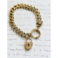 Antique Padlock Heart Link Bracelet