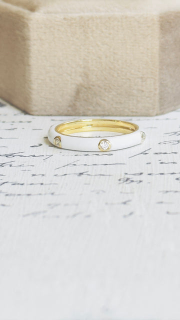 White Enamel Band Ring