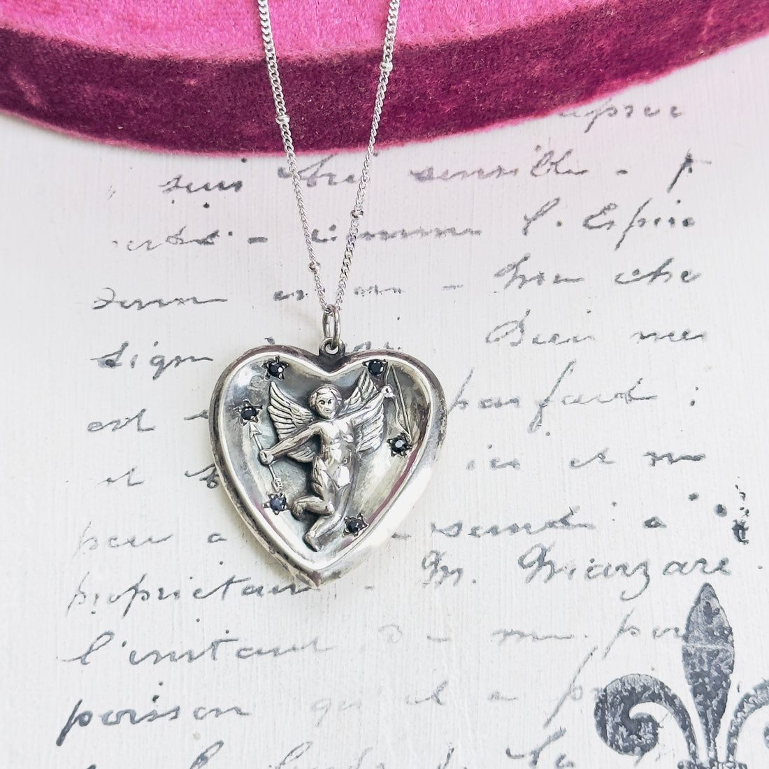 Sterling Silver Cupid Starburst Pendant Necklace