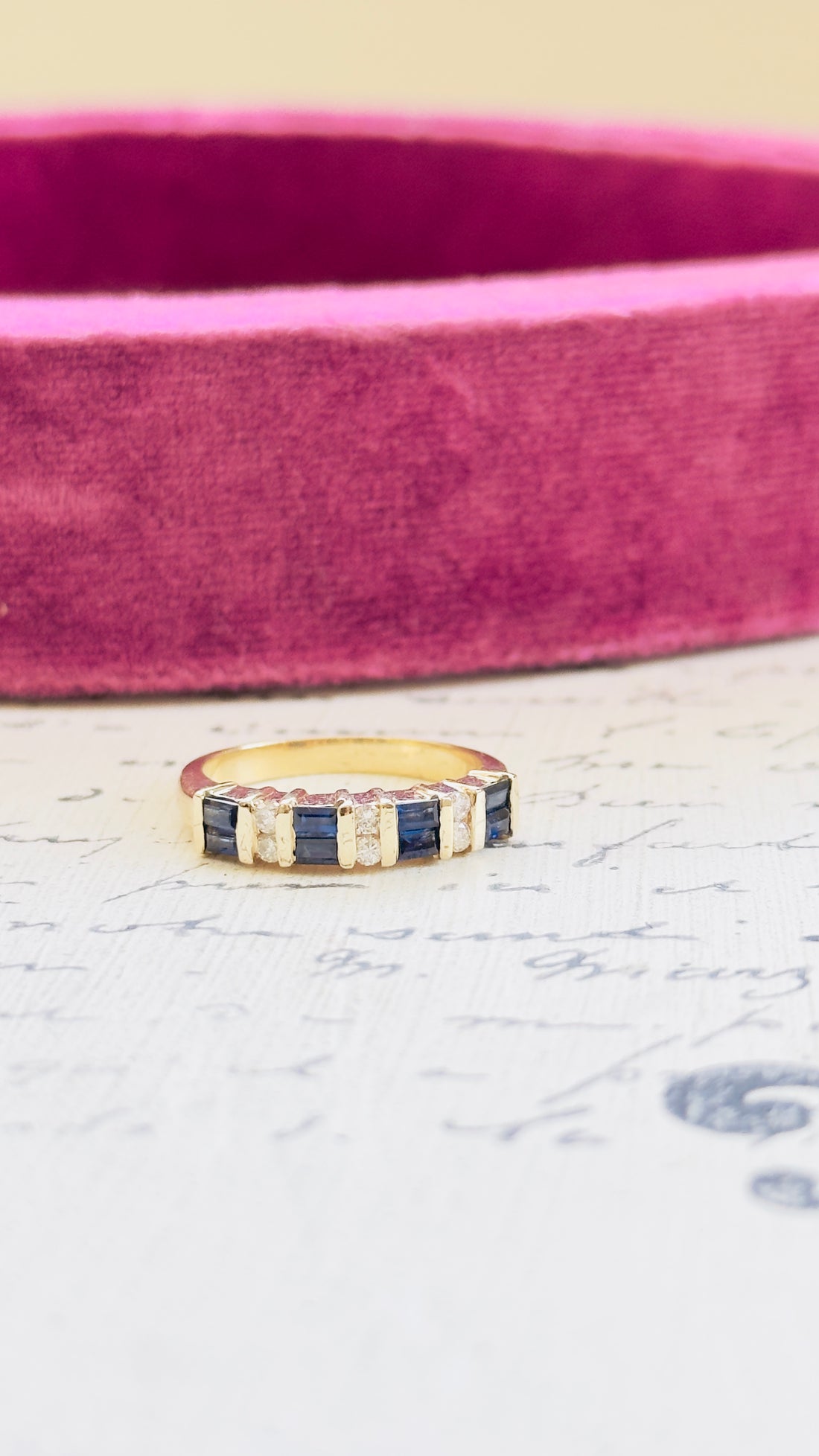 14k Yellow Gold Sapphire & Diamond Band