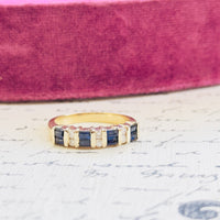 14k Yellow Gold Sapphire & Diamond Band