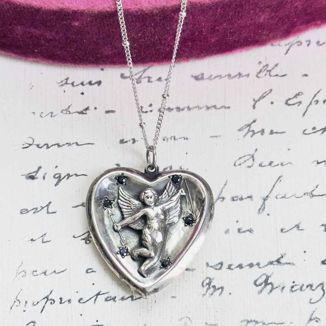 Sterling Silver Cupid Starburst Pendant Necklace