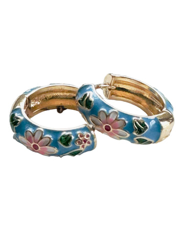 Enamel Floral Hoops