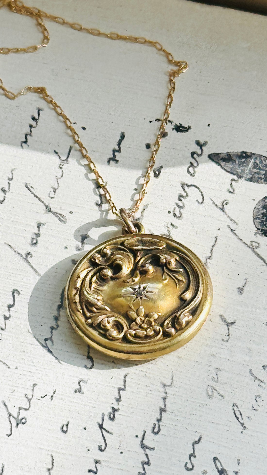 14k Gold Diamond Locket