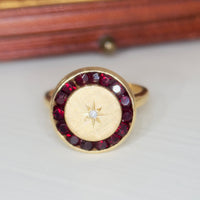 14k Gold Diamond Starburst Ring