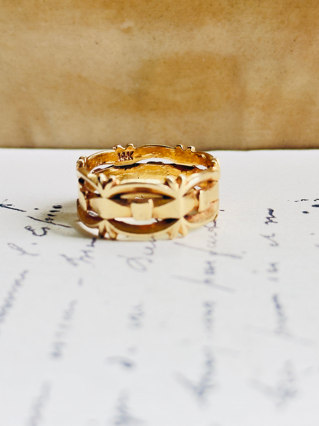 14k Gold Thistle Ring
