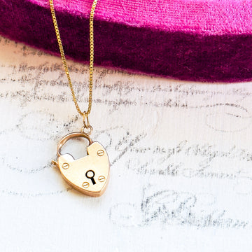 Antique heart padlock necklace