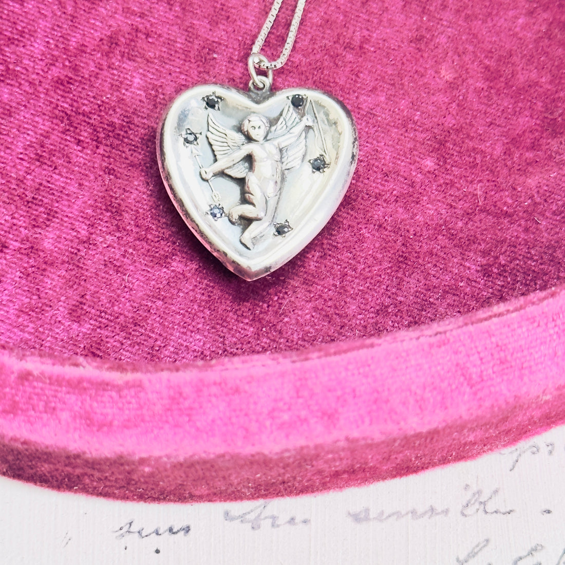 Sterling Silver Cupid Starburst Pendant Necklace