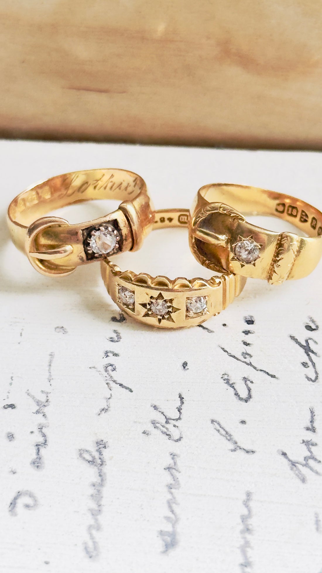 Edwardian Buckle Ring | Birmingham 18K Yellow Gold | Rose Cut Diamond
