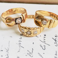 Edwardian Buckle Ring | Birmingham 18K Yellow Gold | Rose Cut Diamond