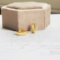 18K gold textured huggie earrings for stacking