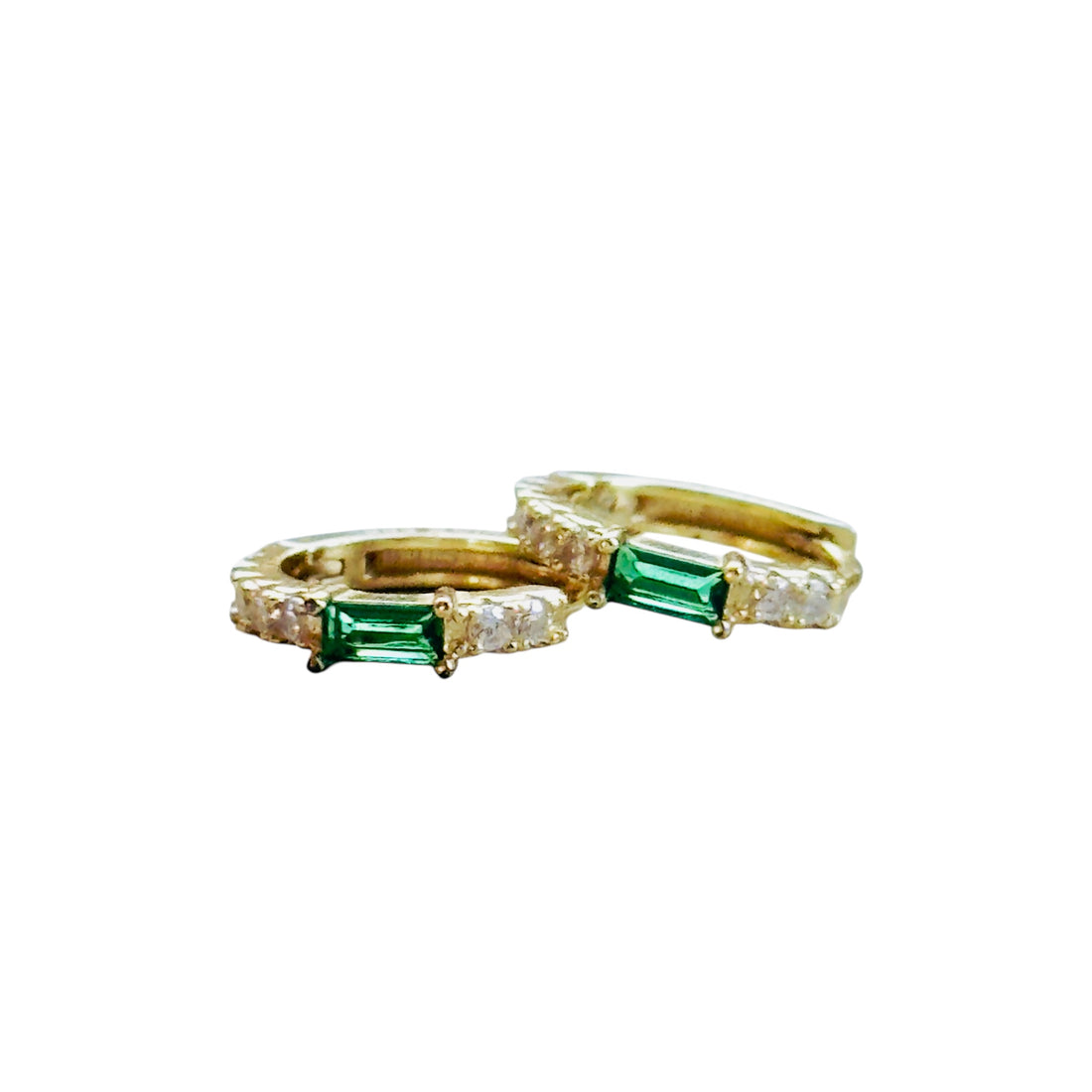 Emerald CZ Huggie Earrings