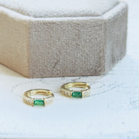 Emerald CZ Huggie Earrings