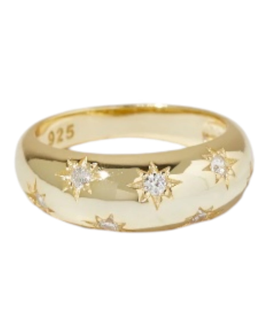 Gold Starburst Dome Ring