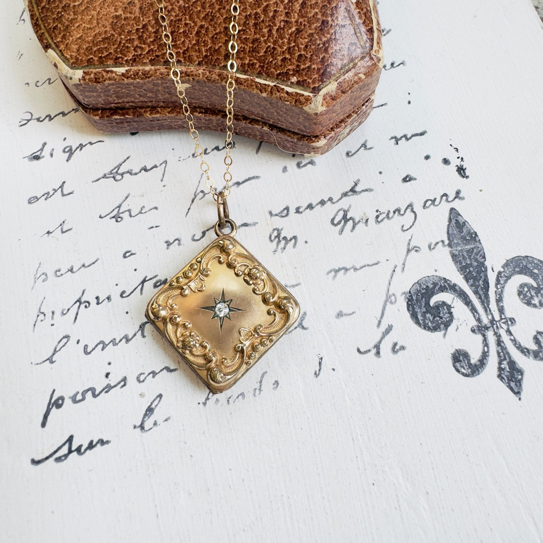 Victorian Gold-Filled Repoussé Starburst Photo Locket