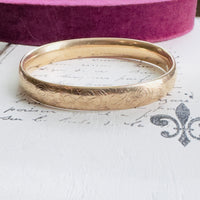 Etched Gold-Filled Hinged Bangle Bracelet