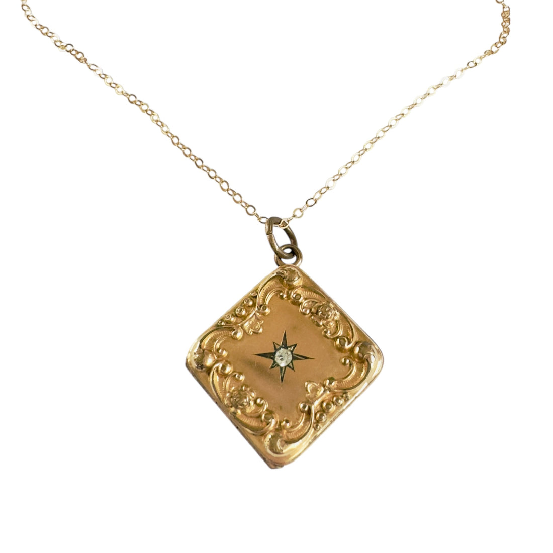 Victorian Gold-Filled Repoussé Starburst Photo Locket