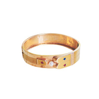 Victorian 14k Gold Pearl & Starburst Hinged Bangle Bracelet