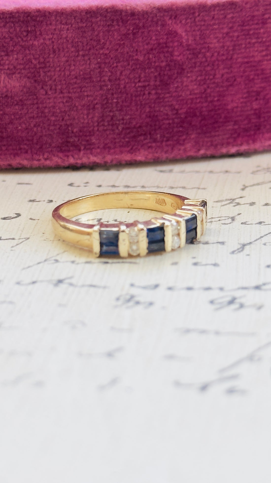 14k Yellow Gold Sapphire & Diamond Band