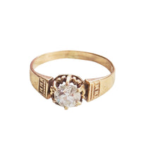 Etruscan Revival ring in 18k gold with Old European Cut diamond
