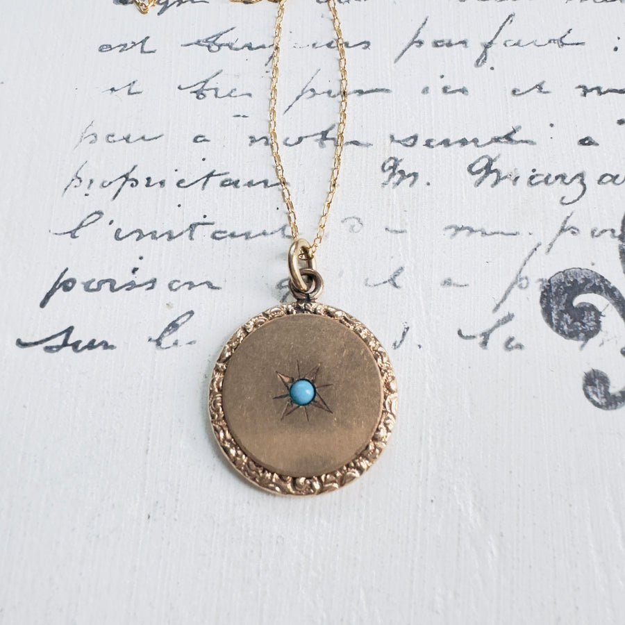 Gold-Filled Starburst Pendant with Turquoise Stone