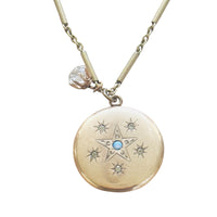 Antique Gold-Filled Starburst Locket with Opal and Paste Stones