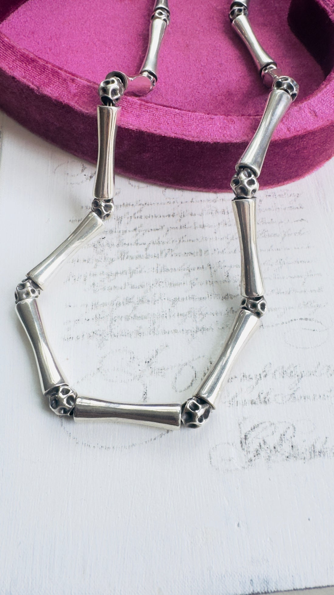 Taxco sterling modernist necklace by Erika Hult de Corral (RIC) with bars and crater