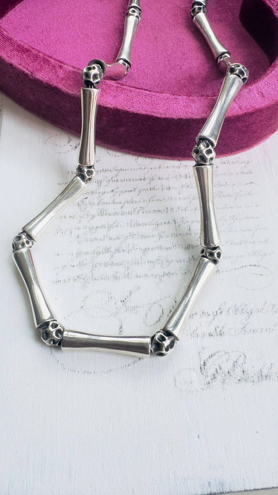 Taxco sterling modernist necklace by Erika Hult de Corral (RIC) with bars and crater