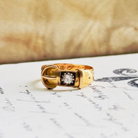 Edwardian Buckle Ring | Birmingham 18K Yellow Gold | Rose Cut Diamond