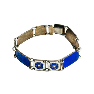 David-Andersen sterling silver and guilloché enamel bracelet with floral panels