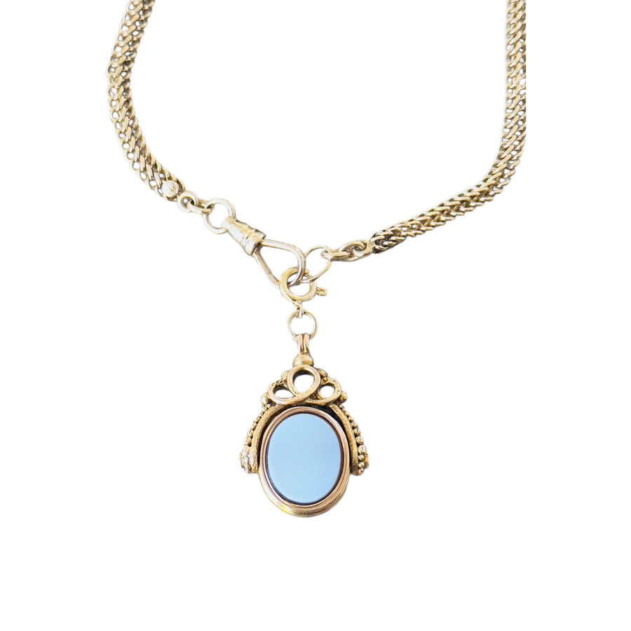 14k Gold Agate Fob Pendant
