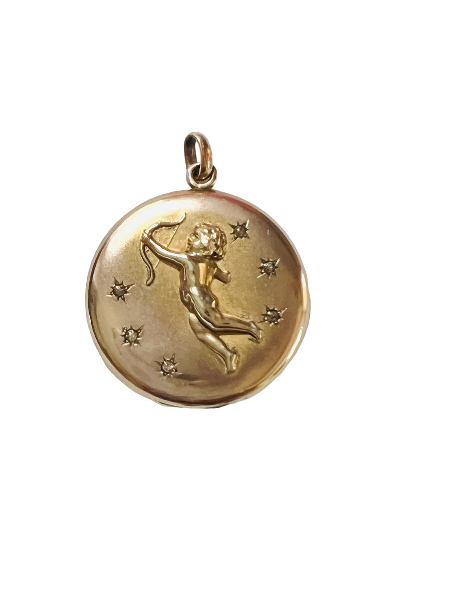 Antique Gold Locket with Cupid