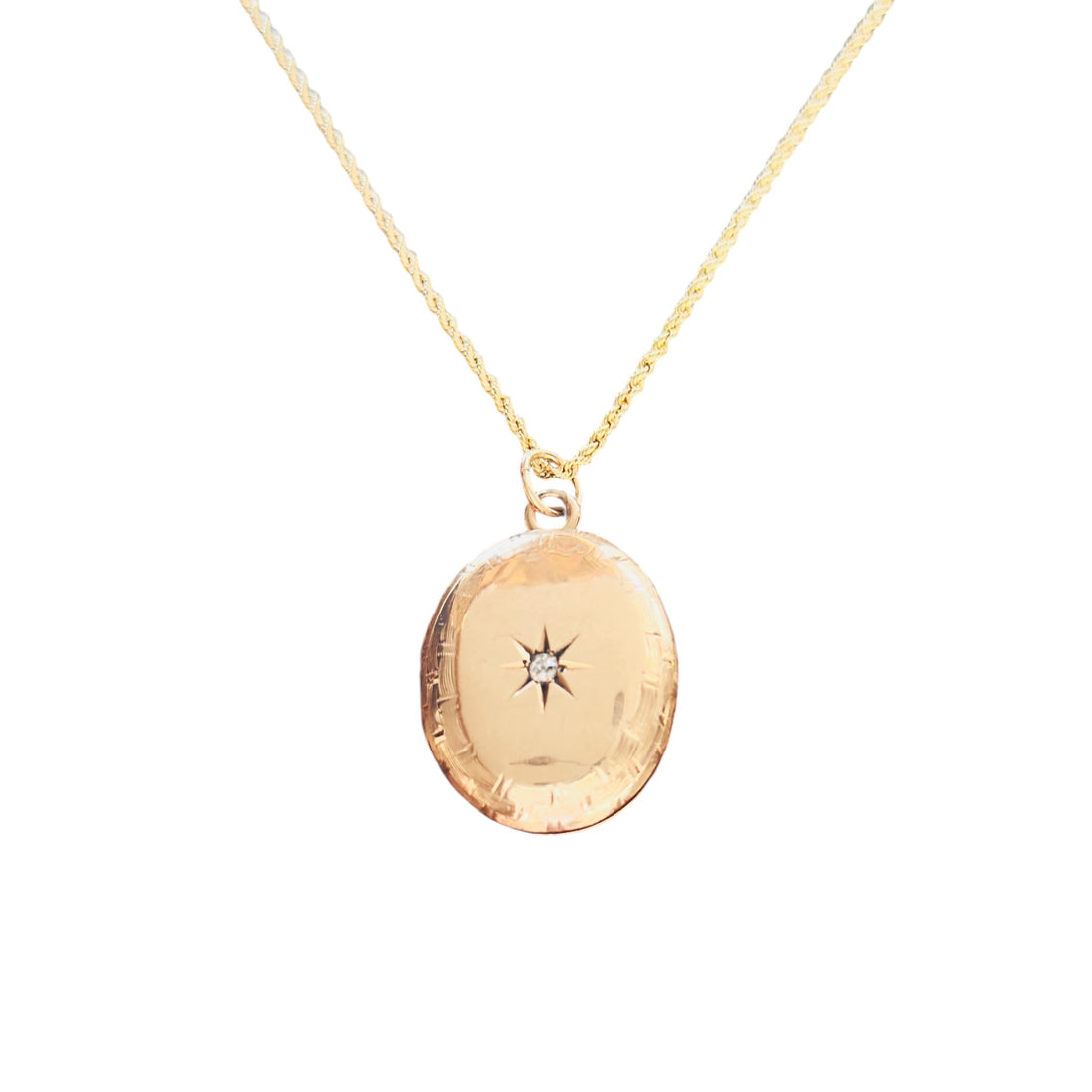 Gold Oval Diamond Locket