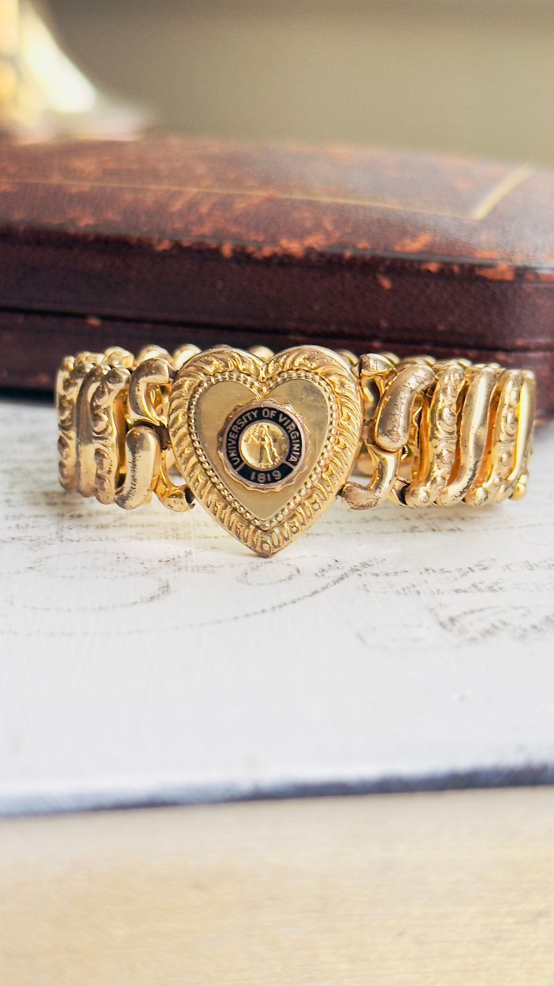 Gold-Filled Vintage Sweetheart Expansion Bracelet – UVA Insignia by Pittman & Keeler