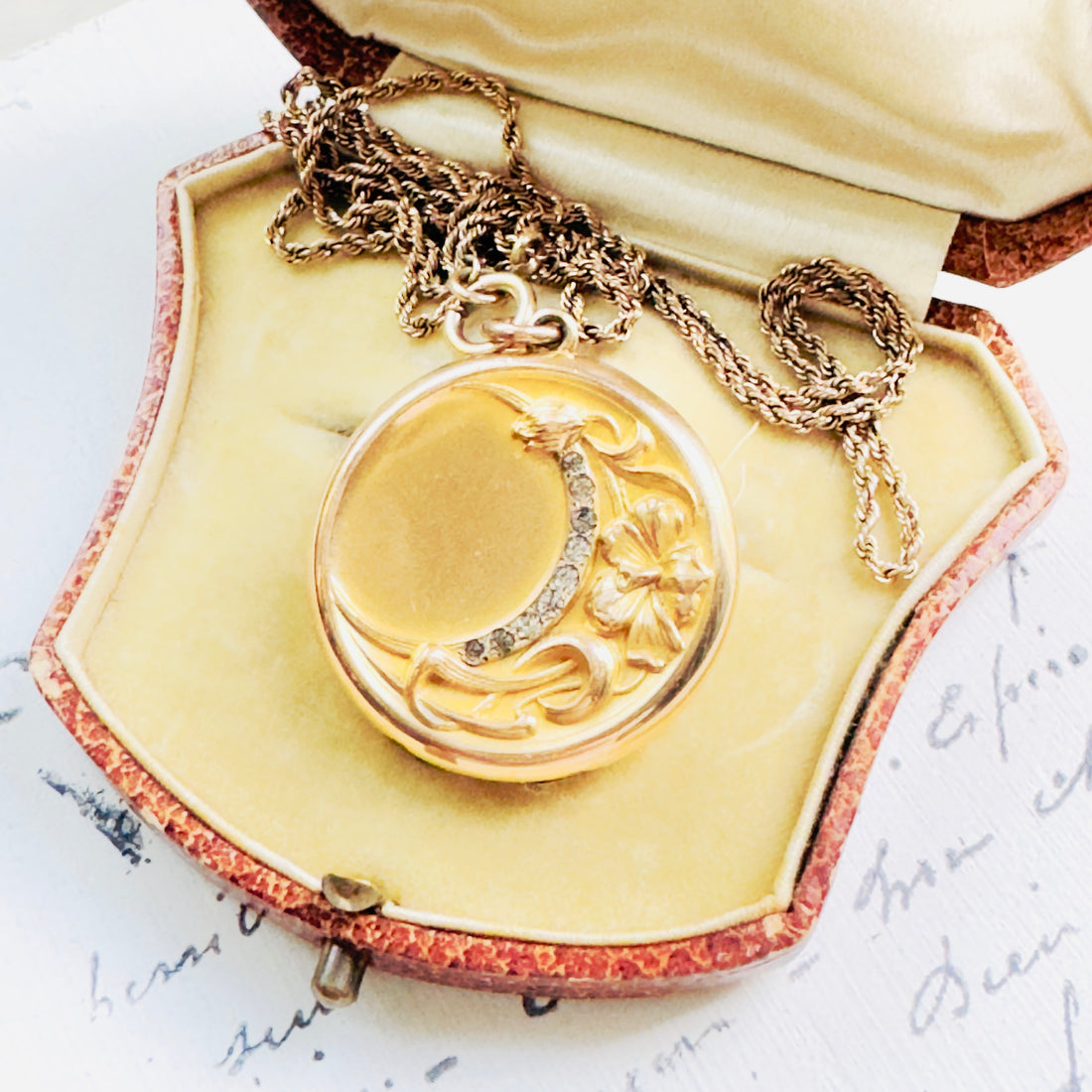 Art Noveau Crescent Moon Locket