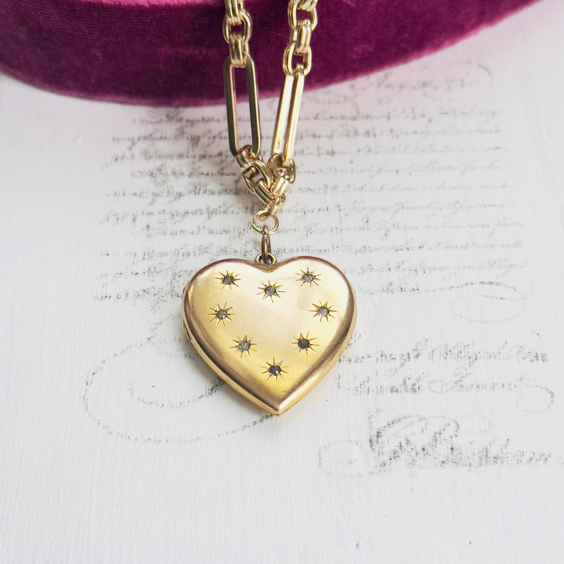 Antique heart locket necklace