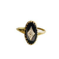 10k Gold Black Onyx Diamond Ring