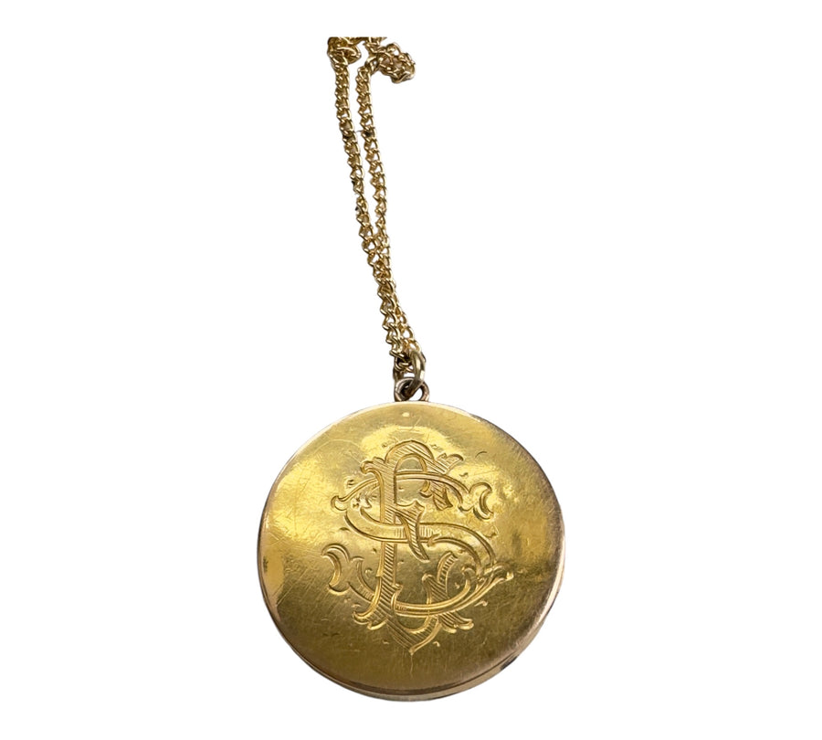 Gold Round Monogram Locket