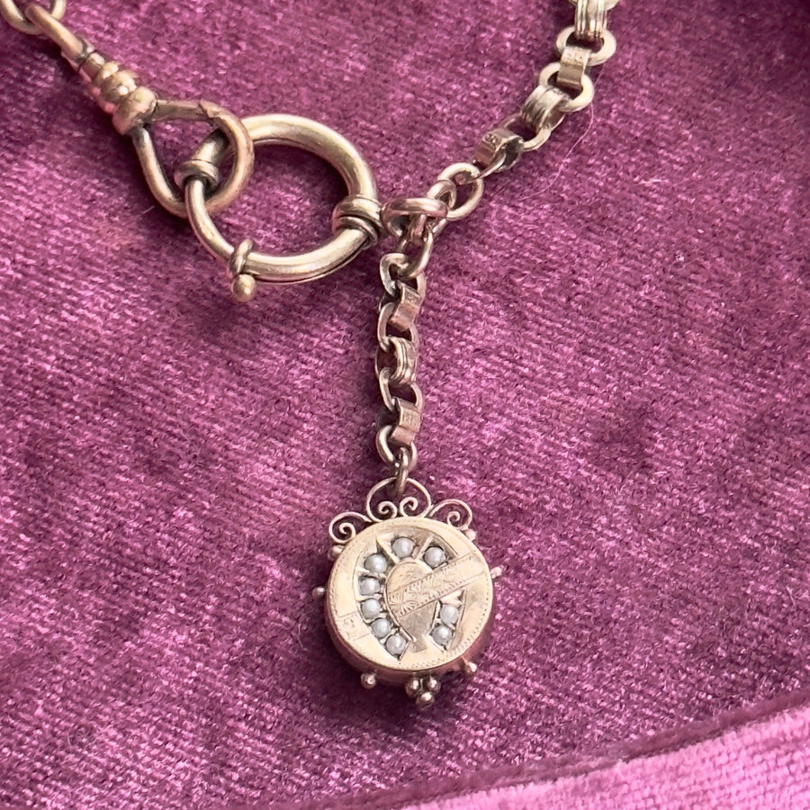 Victorian Watch Chain and Horseshoe Pendant