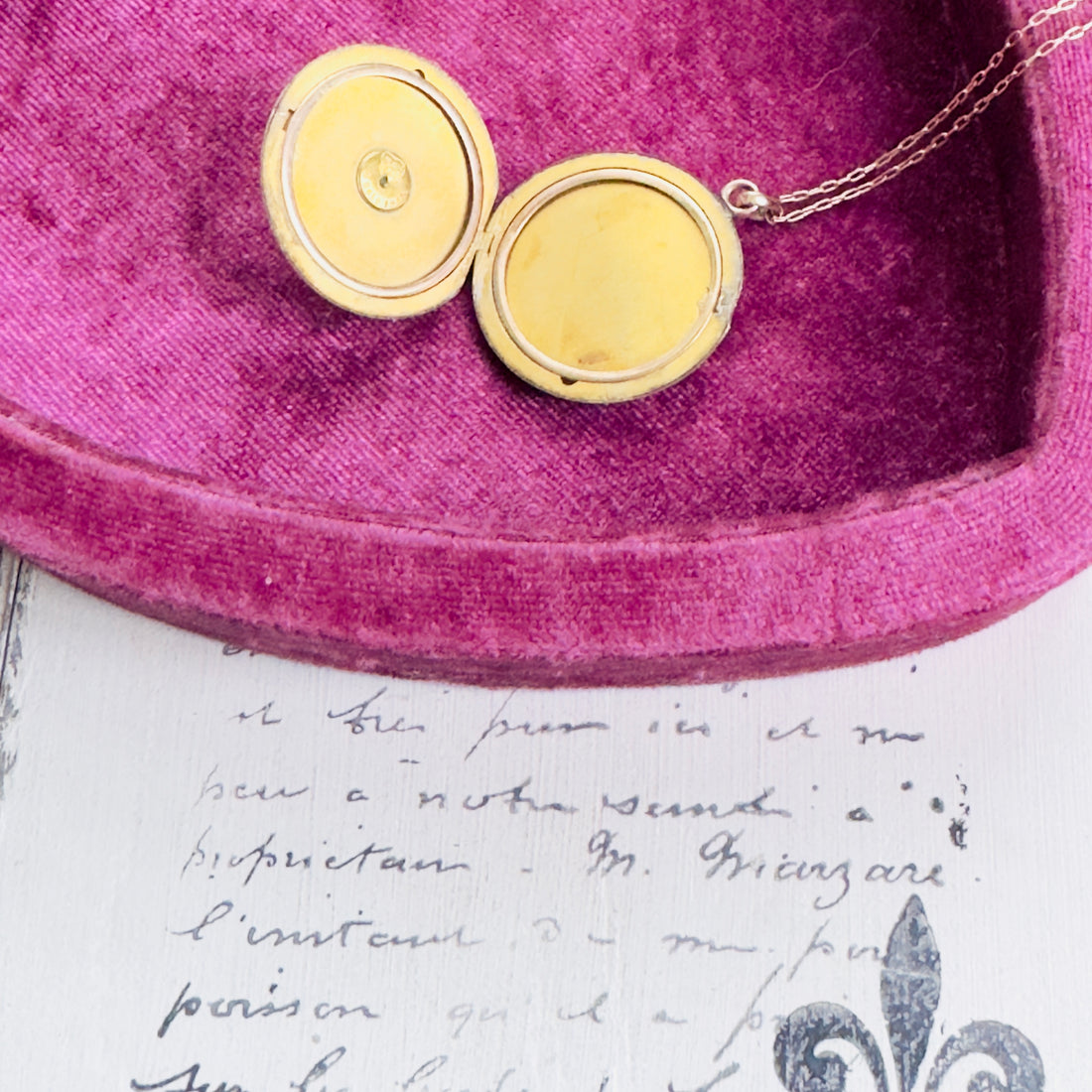 Interior view of locket with photo frames