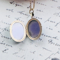 Victorian Blue Enamel Diamond Locket Necklace on 14k Gold Chain | hipV