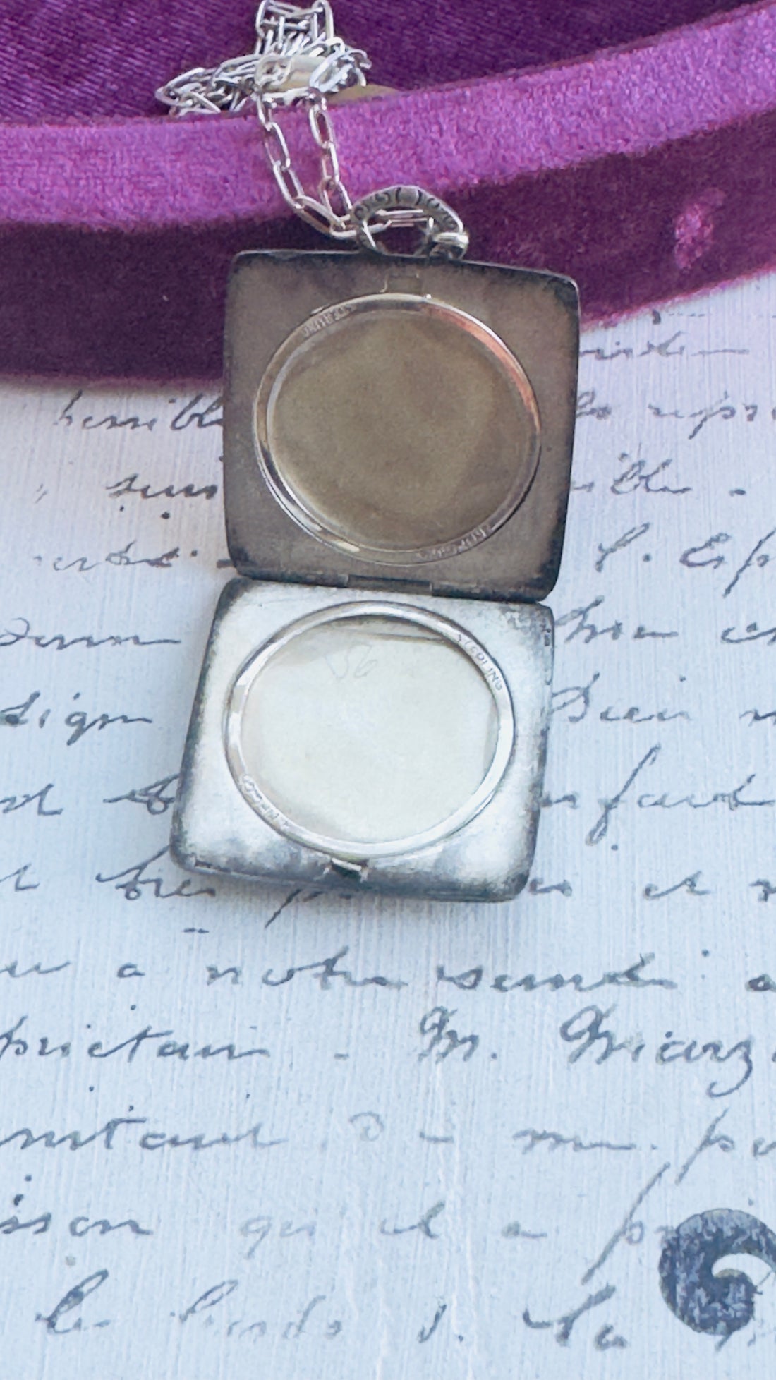 Sterling Silver Art Deco Locket Necklace