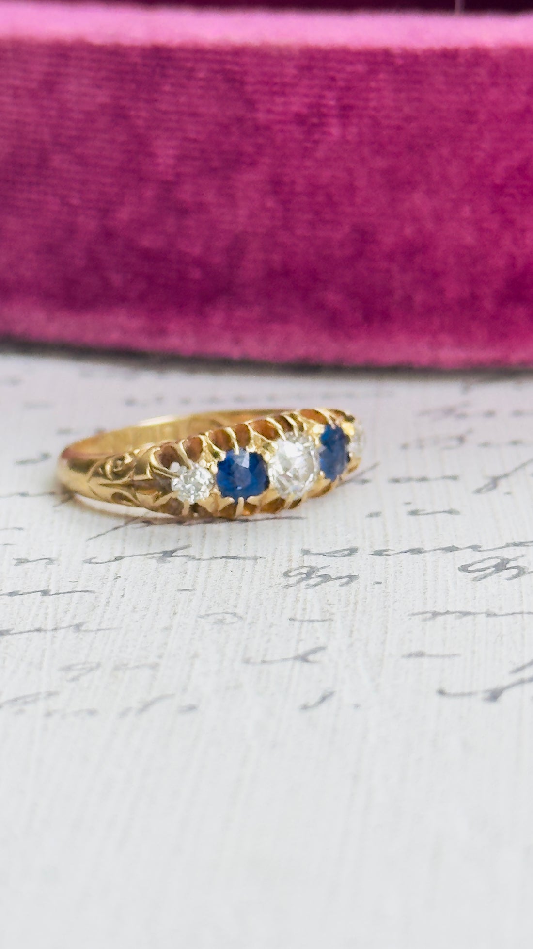 Antique diamond and sapphire band hallmarked Birmingham 1907
